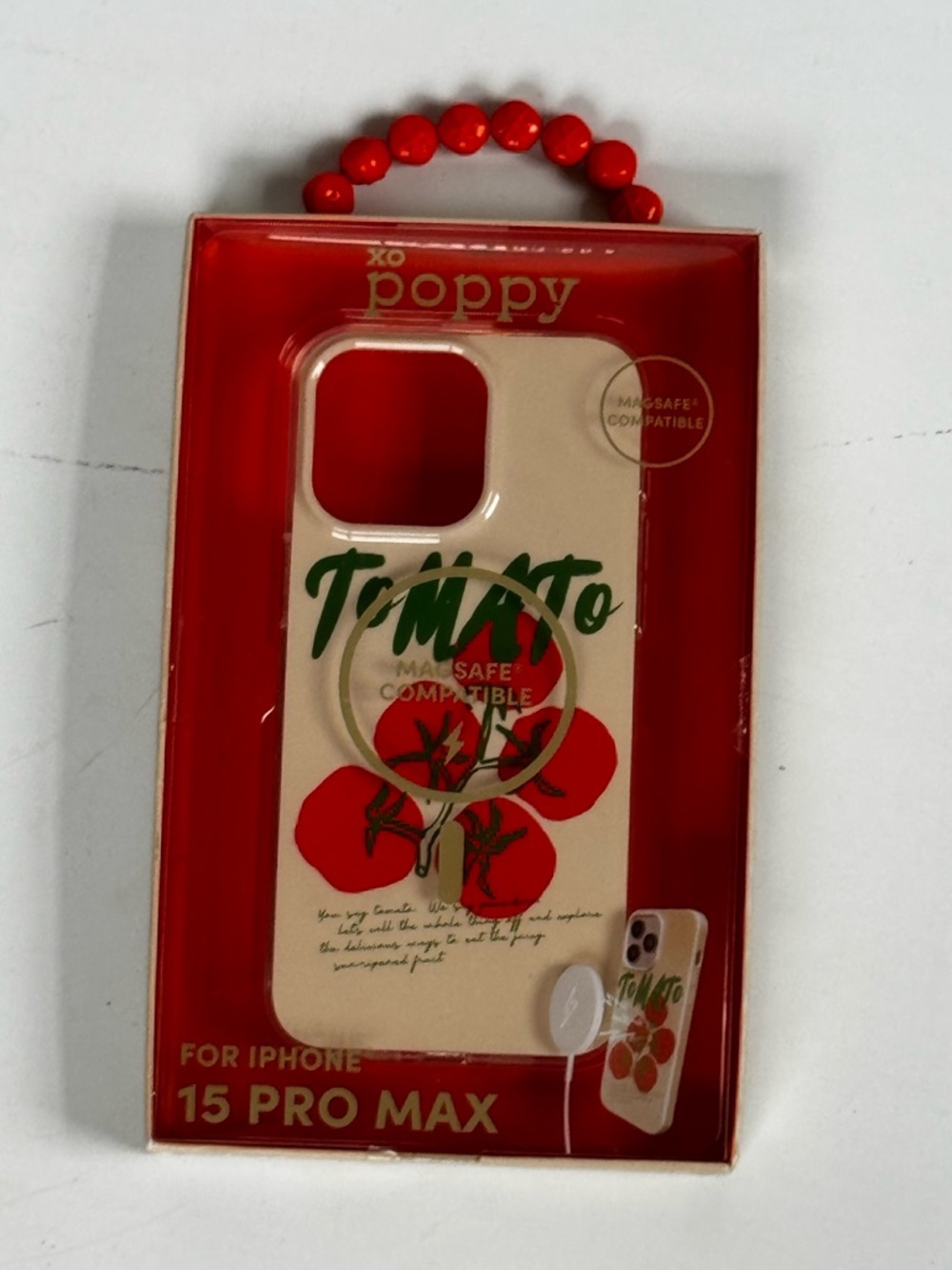 NIB XO Poppy Tomato phone case designed for the Apple iPhone 15 Pro Max